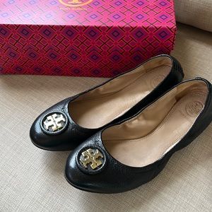 Tory Burch Allie Ballet Napa Leather Black Size 7 39358